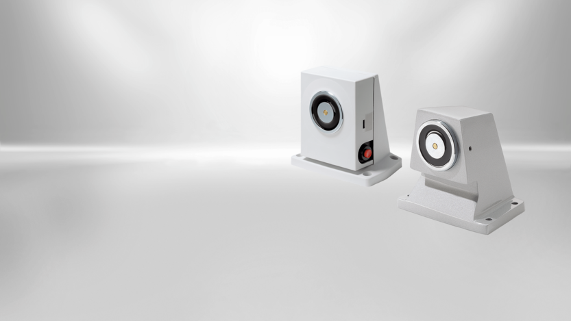 Türhaftmagnete von Kendrion sind in verschiedenen Ausführungen erhältlich. Dieser Typ der SAFE Line ist für die Bodenmontage vorgesehen.