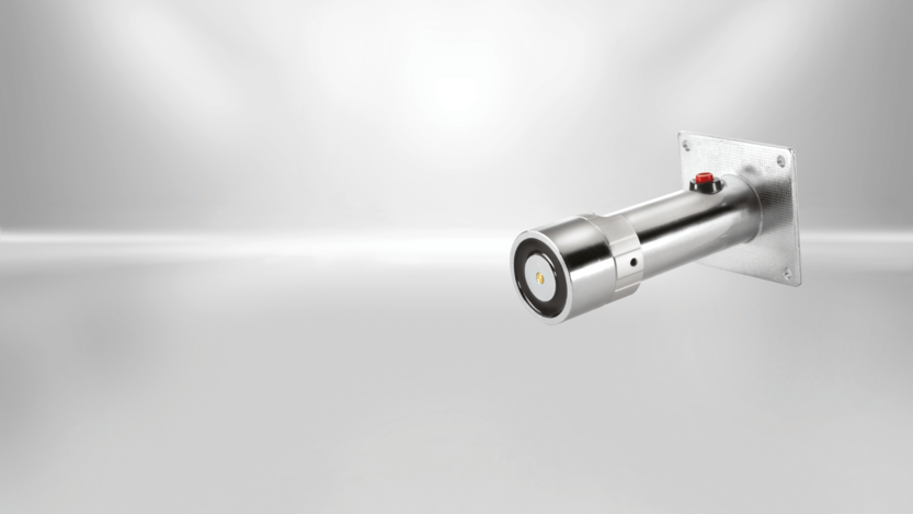 Türhaftmagnet SAFE (Abstandsrohr, Wandmontage) von Kendrion Türhaftmagnete von Kendrion sind in verschiedenen Ausführungen erhältlich. Dieser Typ der SAFE Line ist als Abstandsrohr für die Wandmontage ausgeführt.