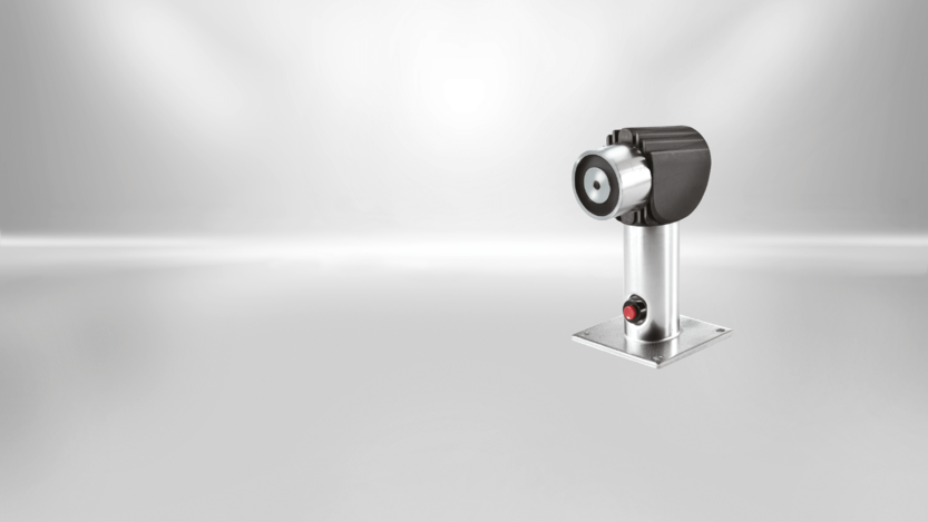 Türhaftmagnete von Kendrion sind in verschiedenen Ausführungen erhältlich. Dieser Typ der STANDARD Line ist mit einem Magnet-Schwenkkopf ausgestattet.